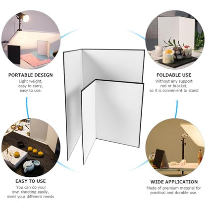 Toddmomy Folding Photography Light Reflector Cardboard 2pcs A3 A4 Black White Silver Reflector Boards for Studio and Outdoor Photo Lighting
