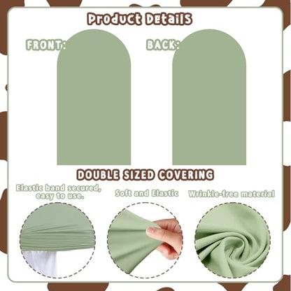 2Pcs Cow Print Arch Backdrop Covers Set Sage Green Brown(7.2ft+6ft), Spandex Fitted Arch Stand Covers for Baby Shower Birthday Bridal Shower Western Farm Photo Booth Background - color: Sage Green & Brown-Cow Print, size: 7.2FT/6FT