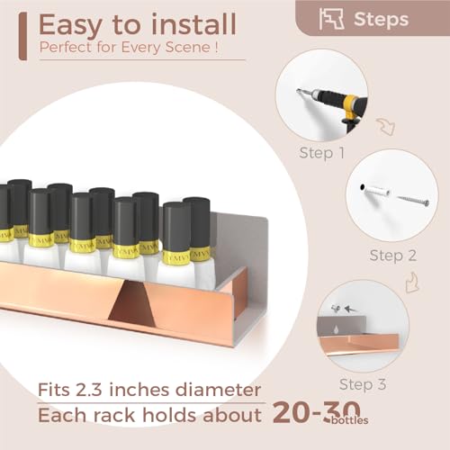4 Pack 15 Inch Rose Gold Reflective Acrylic Shelves, Rose Gold Floating Shelves, Modern Sunglasses Essential Oil Picture Ledge Display Toy Storage Shelf - color: 15in-rose Gold Mirror