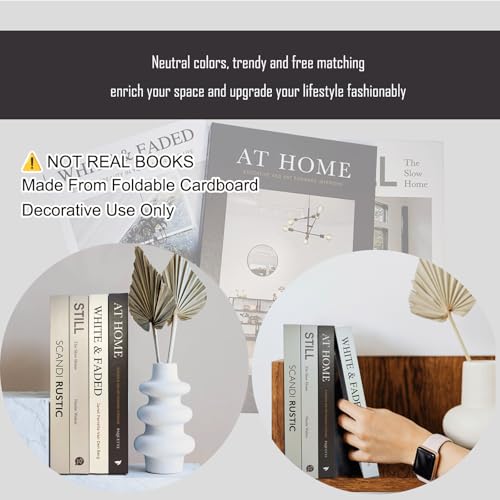 Faux Decorative Books for Home Decor - Luyseyha Fake Hollow Books Stack, Cardboard Decor for Coffee Table, Shelf, Living Room, Bedroom, Set of 4