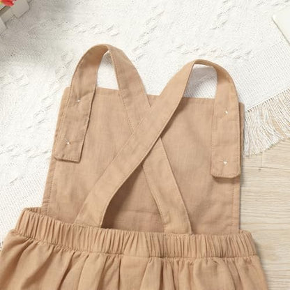 IMEKIS Baby Girls Boys Boho 1st Birthday Outfit Backless Overalls Romper for Cake Smash Photo Shoot - color: Khaki + Brown One, size: 9-12 Months