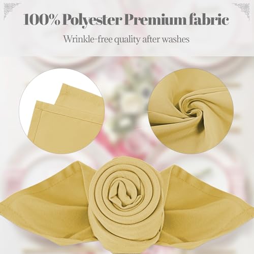 PLOYMONO Gold Heavy Duty Cloth Napkins - 17 x 17 Inch Solid Washable Polyester Dinner Napkins - Set of 8 Napkins with Hemmed Edges - Great for Weddings, Parties, Banquets Dinner & More - color: Gold