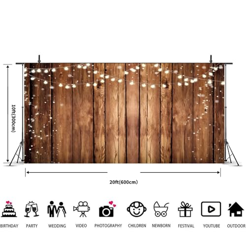 Rustic Wooden Backdrop - Brown Vintage Wood Plank Wall - 20x10ft - size: 20x10ft