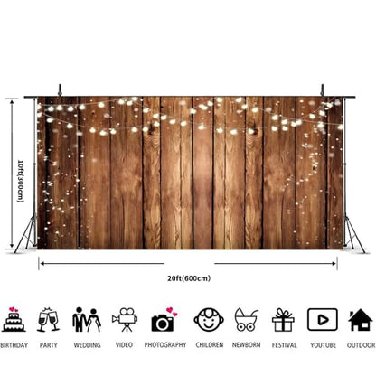 Rustic Wooden Backdrop - Brown Vintage Wood Plank Wall - 20x10ft - size: 20x10ft