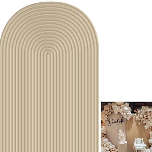 2D Printed Ripples Party Arch Covers Arched Backdrop Cover Stretchy Cover for Party Decoration Round Top Frame Spandex Cover (Beige Cover454,8x4.6ft) - color: Beige Cover454, size: 8x4.6ft