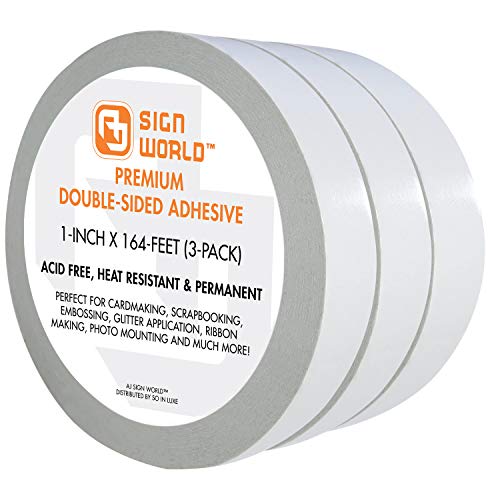 Best 1" (3-Pack) Ultra-Thin Permanent Double-Sided Tape for Arts, Crafts, Photography, Scrapbooking, Tear-by-Hand, Paper Backing, Documents, All Purpose (1-Inch x 164-Feet) - size: 1-Inch Ultra-Thin (3-PACK)