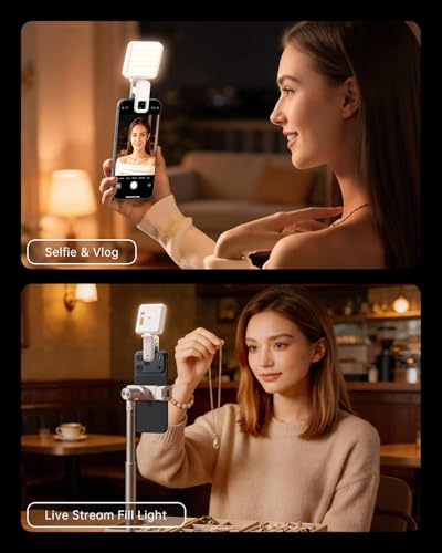 Portable Selfie Light for iPhone: Rechargeable Phone Fill Lights, Ring Light for Camera Picture, Makeup Photo, Video Conferences, Laptop Use, Zoom Meetings, TikTok, Vlog Photography - color: WHITE