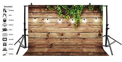 8x6.5ft Rustic Background for Photography Green Leaves Woodlands Photos Backdrops Wood Plank Backdrops for Weddings Birthday Baby Shower Party Barn Farmhouse Decorative Banner - size: 8x6.5ft