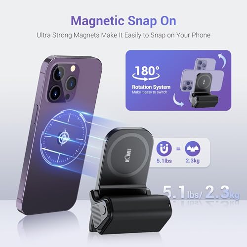 KIWIFOTOS for iPhone Magsafe Camera Grip Magnetic Phone Handle with Bluetooth Remote for iPhone 17 16 15 14 Pro Max Samsung S26 S25 Smartphone Vlog Video Shooting(Tripod NOT Included) - color: Magsafe Phone Grip-Black