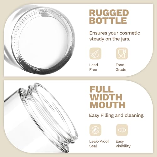 36Pcs 4 oz Small Glass Jars with Lids, Bumobum Clear Cosmetic Jars with Plastic Woodgrain Lids, 120ml Refillable Empty Containers for Cream, Salve, Powders and Lotion Storage - color: 4oz-36pack