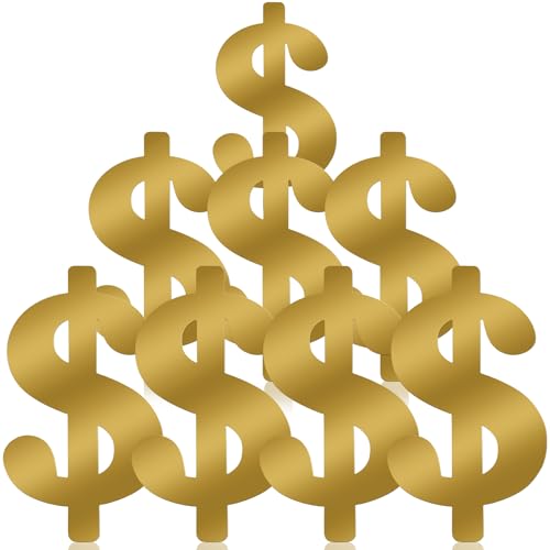 8 Pcs Dollar Themed Party Decorations 13. 4'' Glitter Dollar Birthday Decor Money Investment Bachelorette Foil Cutout for Us Dollar Sign Money Party Casino Night Supplies