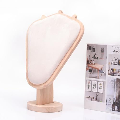 Natural Body Wood Necklace Display Stand with Beige Flannelette Soft Mat Necklace Holder Organizer Desktop Stand for Home Store Dresser-4.45"x8.4"x12" - color: Natural-Beige, size: 4.45"x8.4"x12"