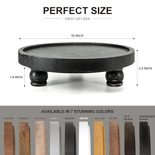 EOSAHR Pine Wood Farmhouse Display Risers for Kitchen Counter - Decorative Riser for Decor with Elevated Design - Rustic Style Wood Pedestal Stand for Bathroom Sink Organizer (Old Black) - color: Old Black