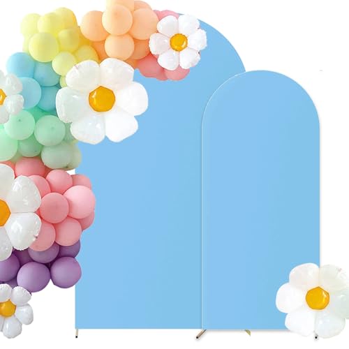 HAINARverS Set of 2 Wedding Arch Cover 6FT,7.2FT Spandex Fitted Stretchy Arch Stand Covers,2 Sided Round Top Chiara Backdrop Cover for Birthday Party Banquet Baby Shower Arch Decoration(Baby Blue) - color: Baby Blue, size: 6FT,7.2FT