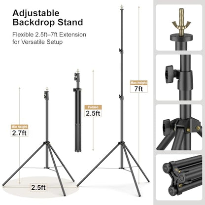 LINCO Lincostore Backdrop Support Stand Kit 10x6.5ft Adjustable Photography Studio Photo Background Support System with Carrying Bag for Green Screen Muslin, 4171 (10ft Wide 7ft high) - size: 10ft Wide 7ft High