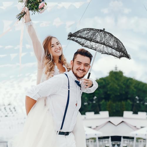 Ipetboom Vintage Black Lace Umbrella for Gothic Costume | Romantic Wedding Parasol & Photo Prop | Elegant Handheld Accessory with Sturdy Iron Frame