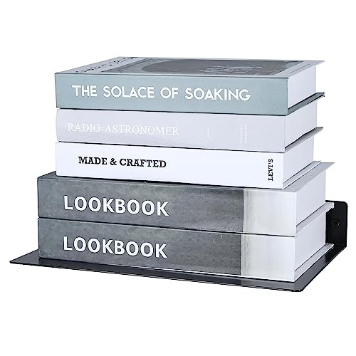 RealPlus Metal Floating Shelf Wall Mounted (12 inch x 8 inch) Heavy Duty Steel Display Shelves, Black - color: Black (Pack of 1), size: 12"W x 8"D