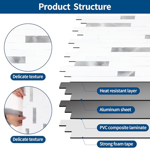 Yipscazo 2026 New Upgrade Peel and Stick Backsplash, Stick on Backsplash Tiles for Kitchen, Bathroom, Fireplace (10 Packs, Pure White) - color: Pure White