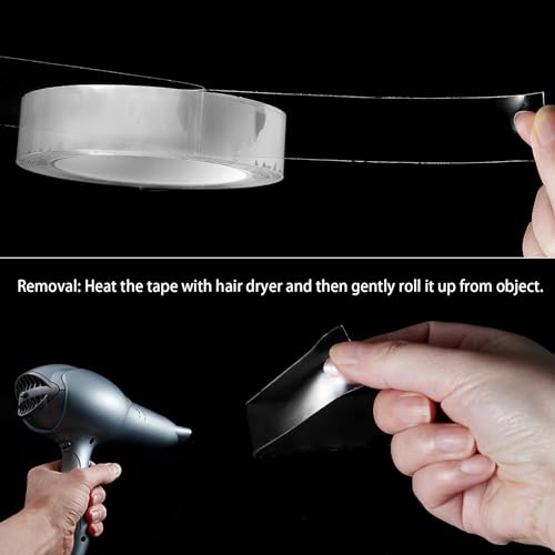 HSTECH (1in 10Ft) Double Sided Tape Heavy Duty Acrylic Sticky Mounting Tape Clear Removable Strong Two Sided Adhesive for Sign/Photo/Poster/Picture Mount/Paste Items/Craft Wall Mounting