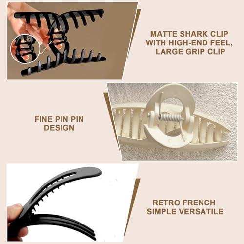 6 Pcs Large Matte Hair Claw Clips, 2 Styles Large Claw Clips for Thin Fine Thick Hair, Flat Hair Clips French Hair Barrette Stylish, No Slip Big Jaw Butterfly Clip for Women Girls - color: Color D