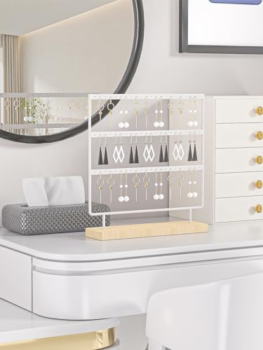 Earring Holder Organizer,Pierced Large Earrings Display Stand For Selling,Small Stud Earring Organizer Rack,Hoop Earring Storage Hanger Tree (White, 3 tier) - color: White, size: 3 tier