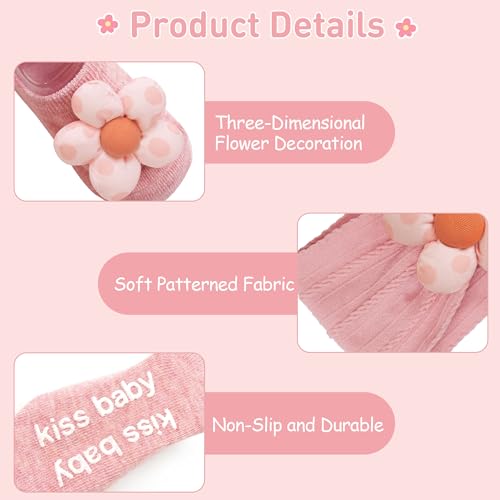 CÉLLOT Baby Girl Headband and Socks, Non-Slip Floral Socks and Soft Floral Nylon Hairbands for Babies Infants and Toddlers（dot） - color: White+Beige+Pink（Socks）