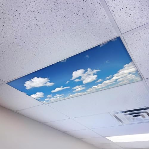 Magnetic Fluorescent Light Cover for Ceiling Lights Classroom 2x4 - High Resolution Magnetic Office Light Filter (Pack of 1) - Improve Focus, Eliminate Headaches & Eyestrain - Cloud - color: Breathtaking Stratus