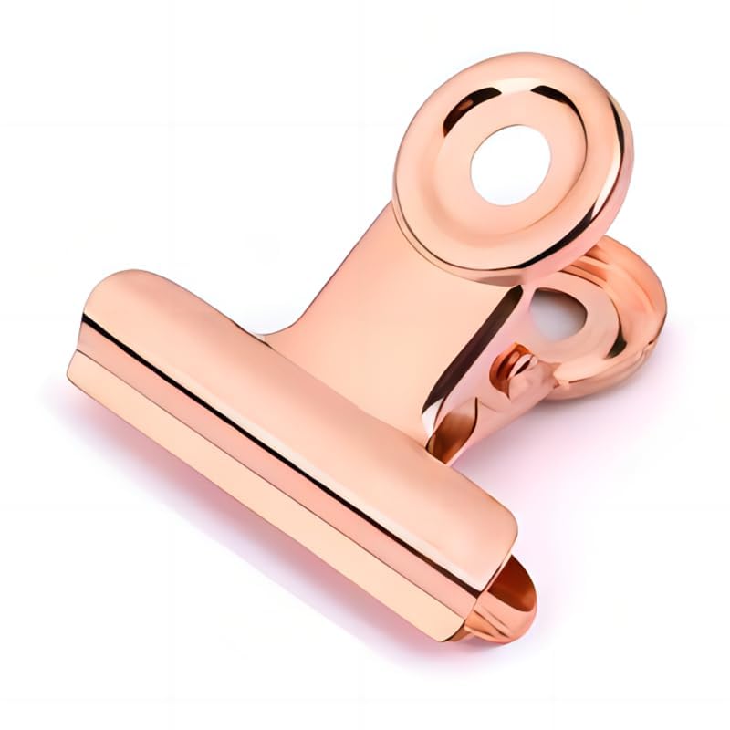 Coideal Bulldog Paper Clips Rose Gold, 20 Pcs 2 Inch Large Metal Binder Hinge Clip for Office, Food Bags, Pictures Photos, Art Crafts (50 mm) - color: Rose Gold