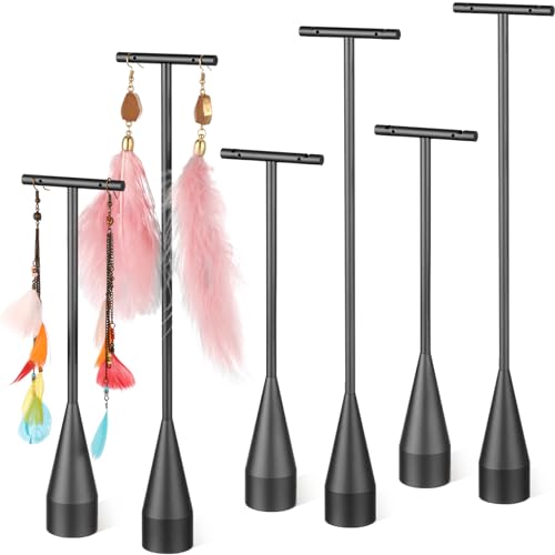 Wesiti 6 Pack Metal Earring T Bar Stand Retail Display Holder T Earring Display Holder Jewelry Stand with Metal Base for Show Jewelry Online Stores Photography (Black) - color: Black