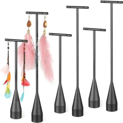 Wesiti 6 Pack Metal Earring T Bar Stand Retail Display Holder T Earring Display Holder Jewelry Stand with Metal Base for Show Jewelry Online Stores Photography (Black) - color: Black