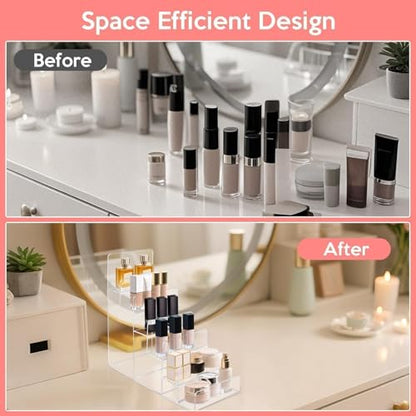 6-Tier Acrylic Purse Display Stand,Clear Wallet Display Organizer Handbag Stand Jewelry Shelf Plastic Perfume Stands Acrylic Shelf Risers Nail Polish Rack for Sunglasses Props Cosmetic Purse Handbag - size: 1PC