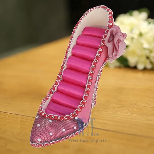 Ring Holder High Heel Shoe Design Fashion Jewelry Organizer Display Birtyday Gift (Fuchsia) - color: Fuchsia