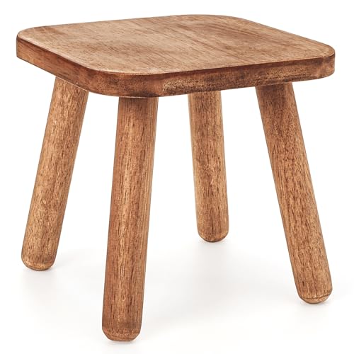 Youeon 9 Inch Small Wooden Step Stool, Non-Slip One Step Stool for Adults, Holds up to 300 Lbs, Portable & Sturdy, Footstool for Bedroom, Bathroom, Kitchen, Easy to Assemble - size: 9.3"l X 9.3"w X 9.3"h