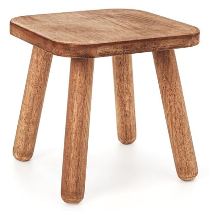 Youeon 9 Inch Small Wooden Step Stool, Non-Slip One Step Stool for Adults, Holds up to 300 Lbs, Portable & Sturdy, Footstool for Bedroom, Bathroom, Kitchen, Easy to Assemble - size: 9.3"l X 9.3"w X 9.3"h