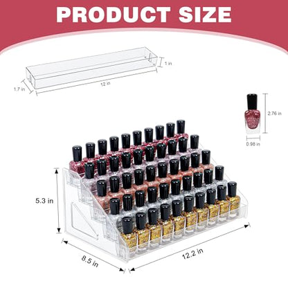 5-Tier Clear Acrylic Nail Polish Storage, Holds 40-80 Bottles, Multi-Purpose Nail Polish Rack, Sunglasses, Essential Oils and Cosmetics - size: 5-Tier