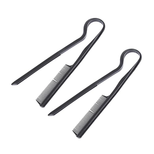 2pcs V-shaped Hair Straightening Comb Professional Black Hairdressing Tools for Touch-up
