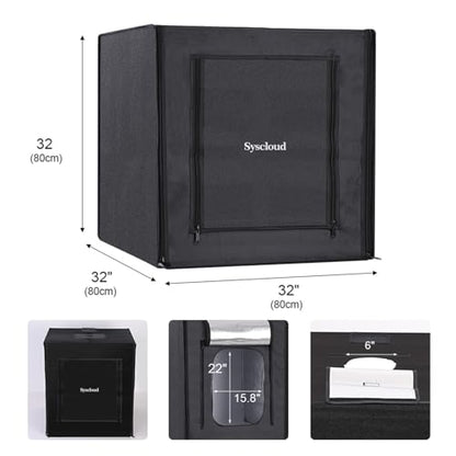 Photo Studio Light Box, 32"x32" Professional Dimmable Shooting Tent Kit with 210 LEDs Lights & 4 Color Backgrounds for Product Photography - size: 32*32inch
