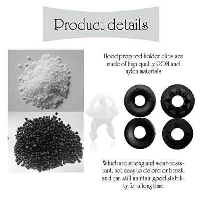 30 PCS Hood Prop Rod Holder, Prop Rod Clips, Grommet Clips for Most Cars, Black & White
