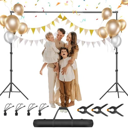 Photo Backdrop Stand, 8.5 x 10 ft Back Drop Adjustable Stands, Photography Background Support System Kit with Carry Bag, Clips and Clamps for Photo Video Studio, Parties, Wedding - size: 8.5×10ft