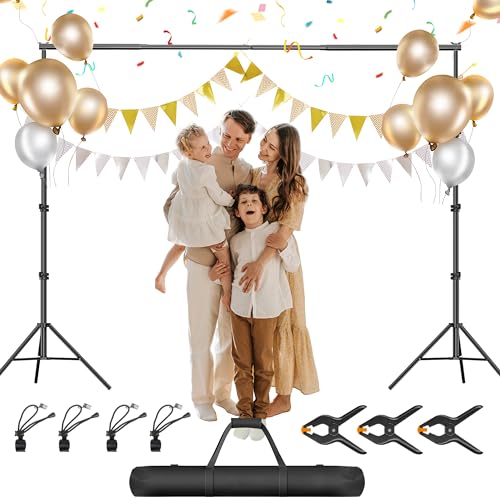 Photo Backdrop Stand, 8.5 x 10 ft Back Drop Adjustable Stands, Photography Background Support System Kit with Carry Bag, Clips and Clamps for Photo Video Studio, Parties, Wedding - size: 8.5×10ft