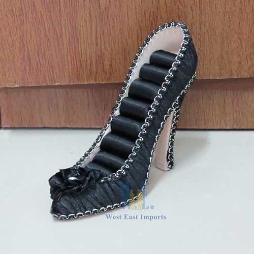 Ring Holder High Heel Shoe Design Fashion Jewelry Organizer Display Birtyday Gift (Black) - color: Black