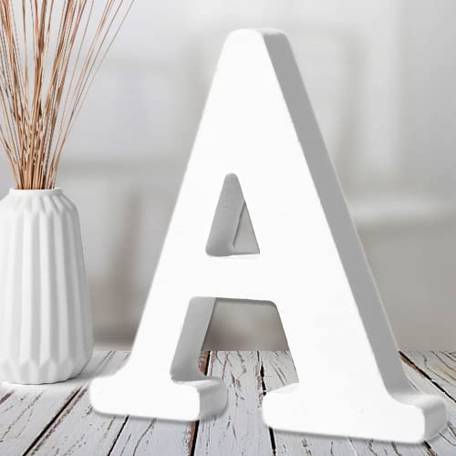 AOCEAN 6 Inch White Wood Letters - Unfinished Wood Letters for Wall Christmas Decor Standing Letters Slices Sign Board Decoration for Xmas Home Party Projects (A) - style: A