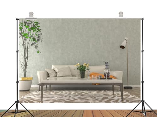 10x8ft Fabric Elegant Living Room Backdrop with Neutral Tones and Greenery Background for Modern Home Decor and Event Party Decorations Photo Studio Props Tapestry - size: 10X8ft