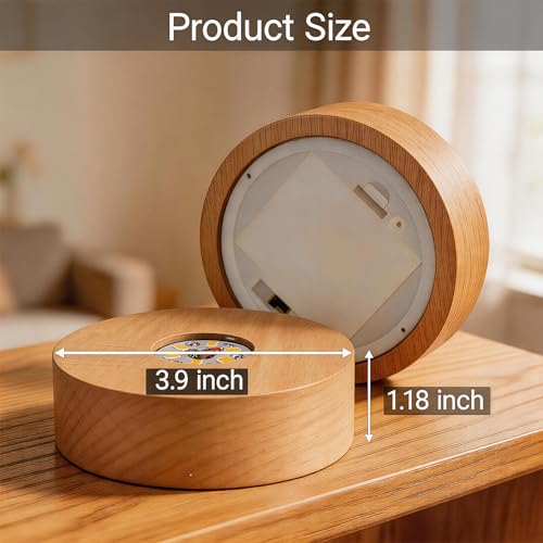 Battery Power Led Light Stand for 3D Crystal Art Glass,Warm Light,Wood,4 inch - color: Yellow