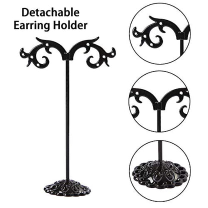 Black Earring Stand Detachable Metal Earring Display Storage Rack for Photography Jewelry Props Show Closet Retail Store Display 3 Pcs, Hook Shape