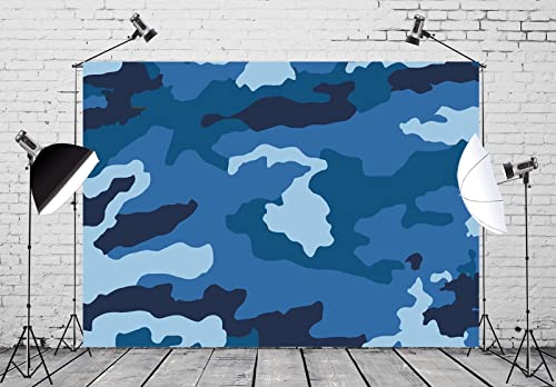 Blue Camouflage Backdrop Fabric 15x8ft Army Camo Military Texture Photography Background for Welcome Back Soldier Party Decorations Military Men Portrait Farewell Photoshoot Props - size: 15x8FT