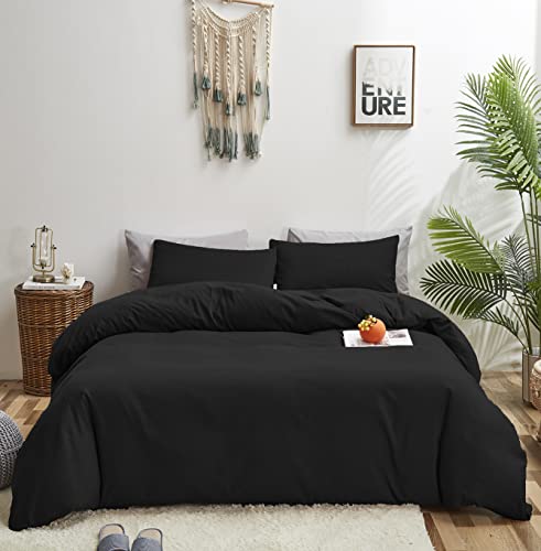 KAREVER Black Comforter King Solid Dark Color Bedding Set Men Lightweight Durable Blanket Women Soft Breathable True Black Bed Comforter Set - color: Black, size: King