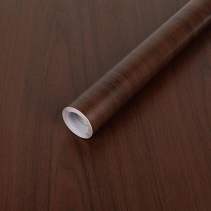 Abyssaly Wood Contact Paper, Red Brown Wood Peel and Stick Wallpaper, Self Adhesive Removable Wooden Look Grain Contact Paper for Cabinets Drawer Countertop 11.8" X 197" - color: Red Brown, size: 11.8" x 197"