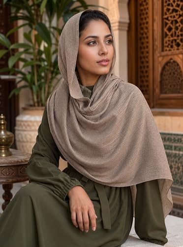 Lightweight Cotton Linen Feel Scarf Shawl Wrap Hijab for Women, Travel Fall Winter Gift - color: Mcspz2530-7#camel