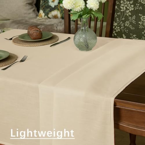 Natural Linen Rectangle Tablecloth, Slubby Textured Fall Lightweight Table Cloth 60 x 84 Inch, Water Resistant Stain Resistant Farmhouse Burlap Table Cover for Kitchen Dining Room, Khaki - color: Khaki, size: 84" x 60" (Rectangular) (1 Pack)